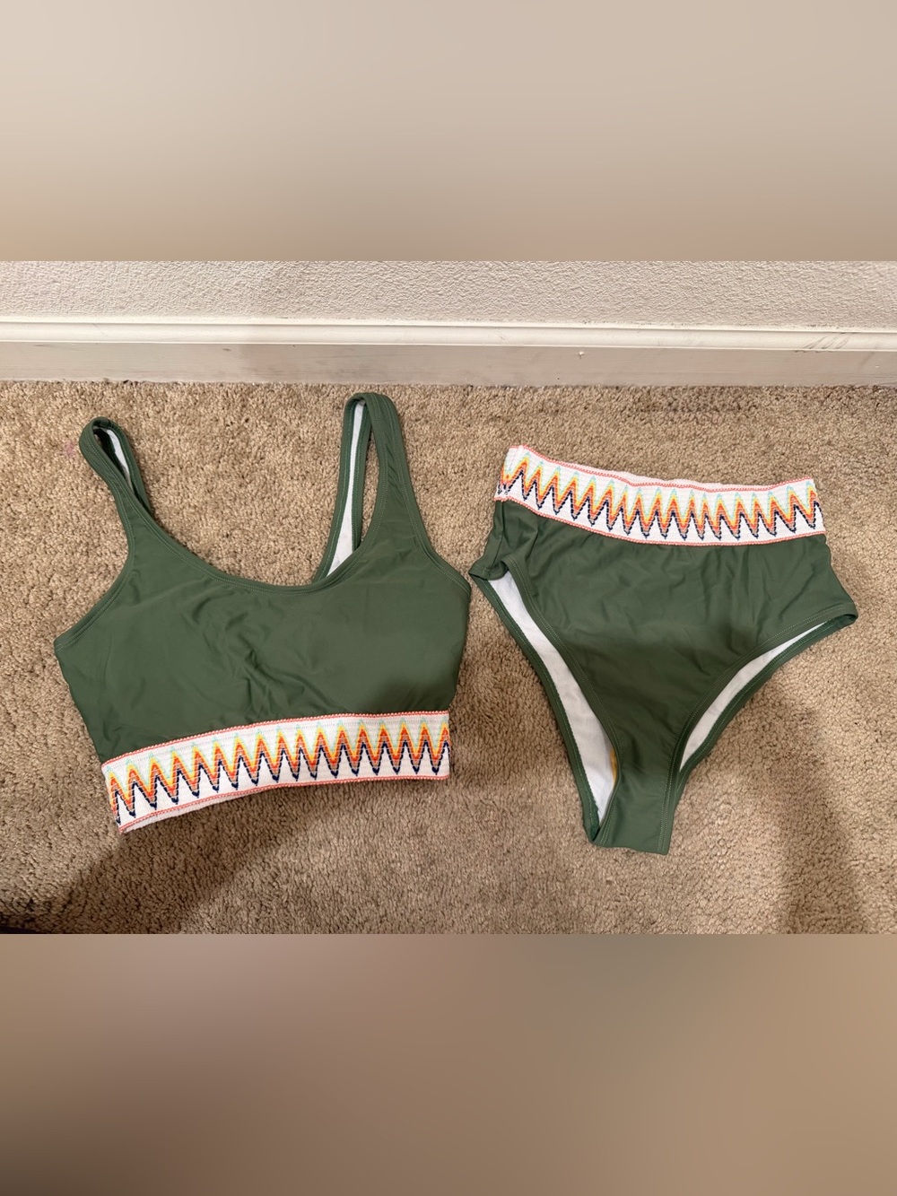“New” Image Olive Green Two-Piece Swim Set sizeS